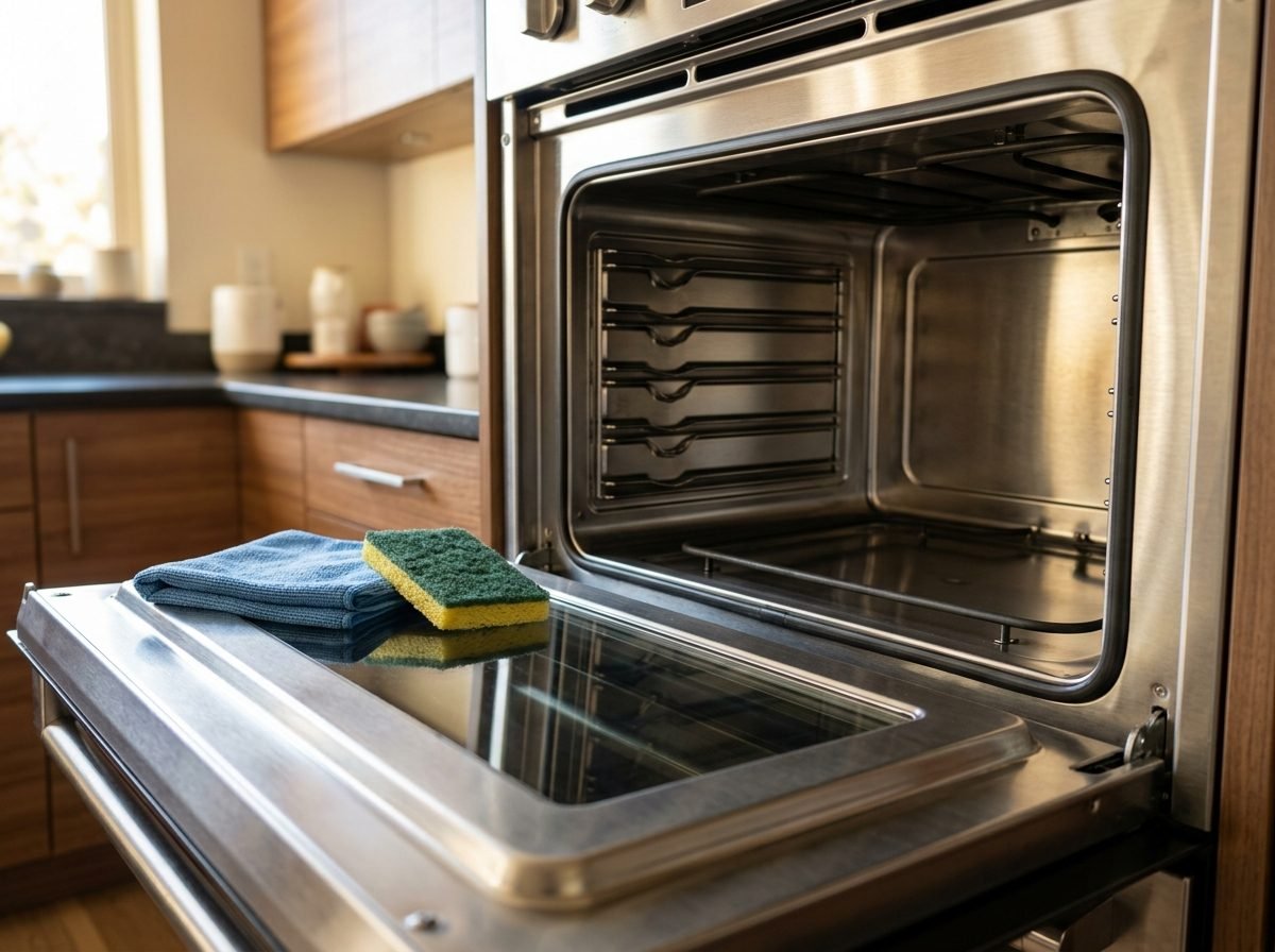 The inside of an oven cleaned as part of a deep cleaning in Metro Atlanta