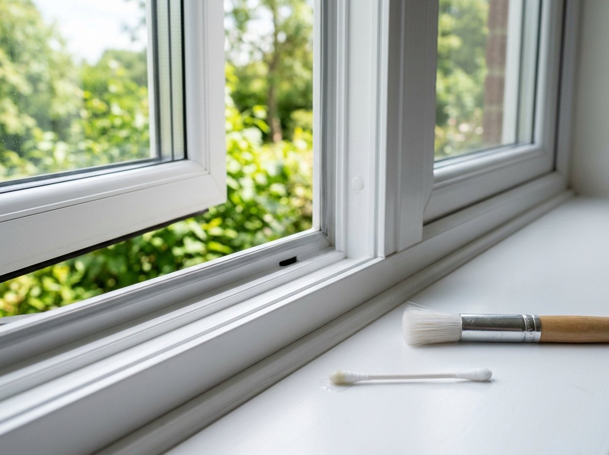 A window track cleaned out in an empty Marietta property